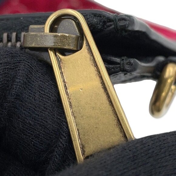 GUCCI GGVelvet Clutch Bag Velvet/Leather Red/Black - Picture 11 of 15